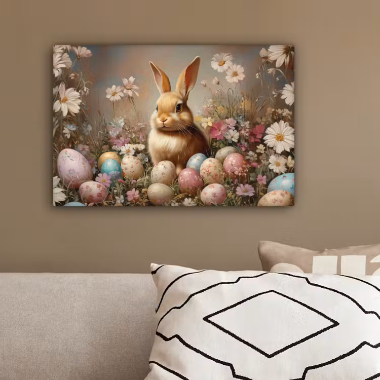 Paashaas - Lente - Paaseieren canvas 2cm klein -sfeer3