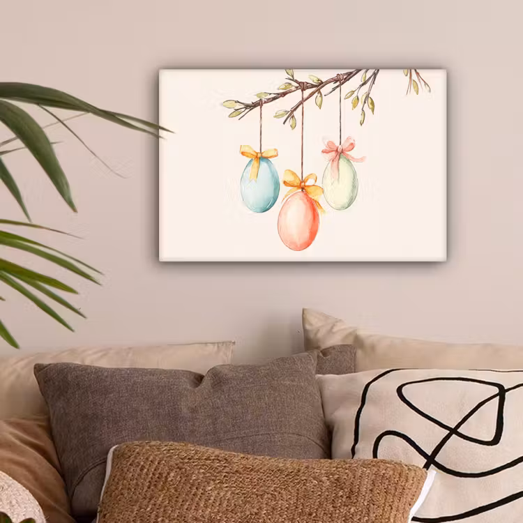 Paastak - Strikje - Eieren canvas 2cm klein -sfeer1