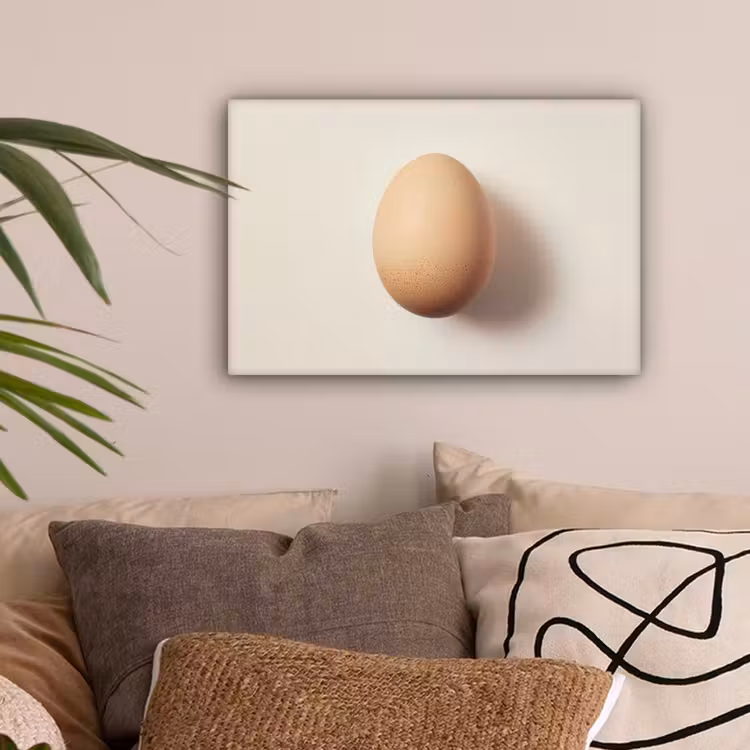 Ei - Beige - Ovaal - Egaal canvas 2cm klein -sfeer1