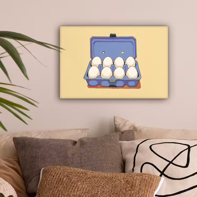 Eieren - Doos - Minimalistisch - Blauw canvas 2cm klein -sfeer1
