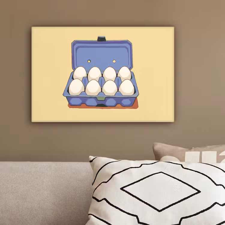 Eieren - Doos - Minimalistisch - Blauw canvas 2cm klein -sfeer3