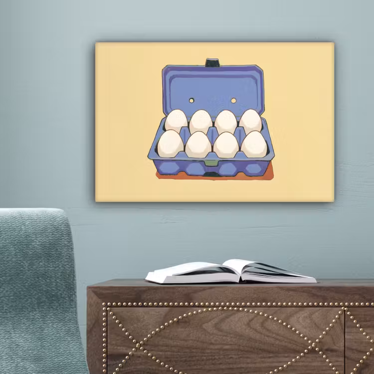 Eieren - Doos - Minimalistisch - Blauw canvas 2cm klein -sfeer4