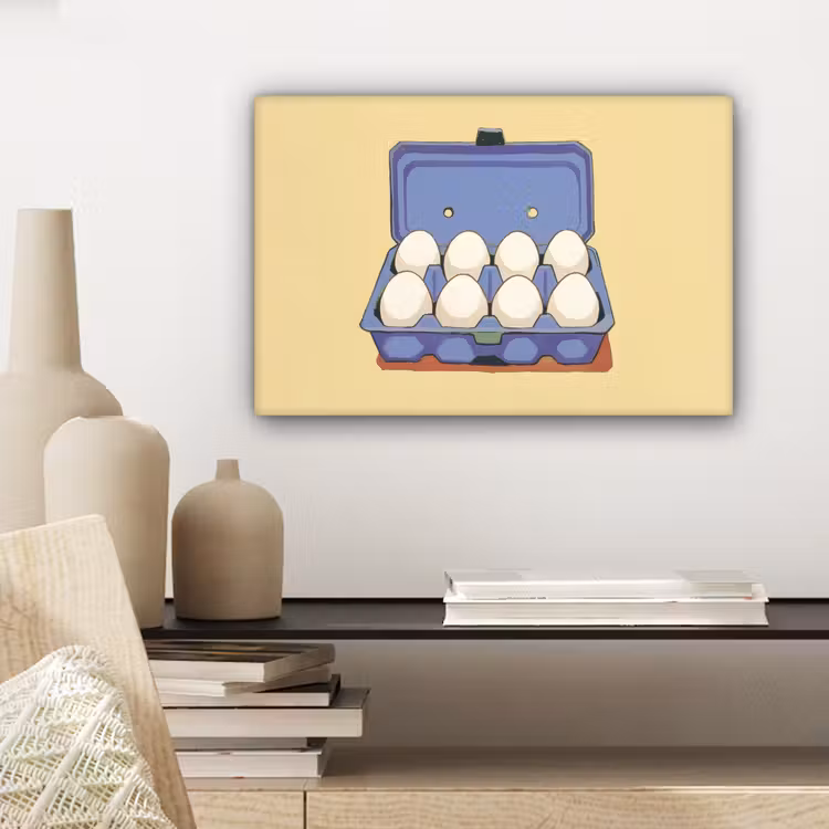Eieren - Doos - Minimalistisch - Blauw canvas 2cm klein -sfeer6
