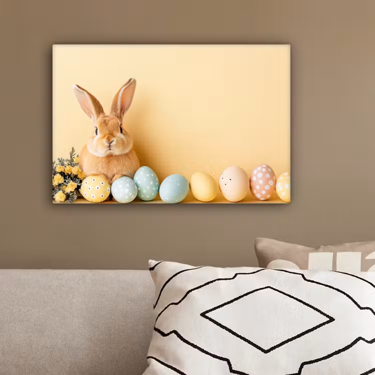 Eieren - Konijn - Pasteltinten canvas 2cm klein -sfeer3