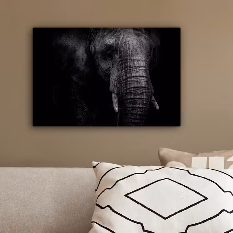 Olifant - Dier - Portret canvas 2cm klein -sfeer3