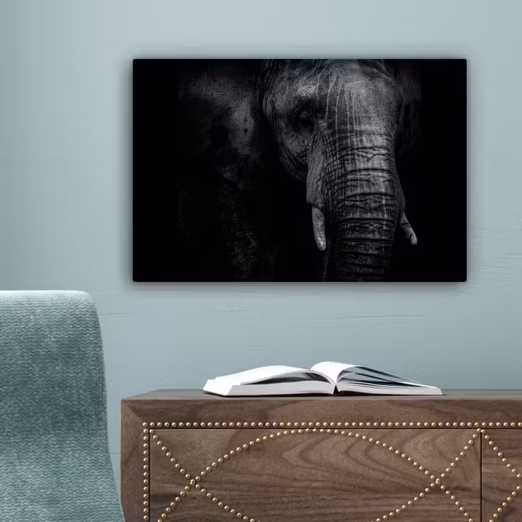 Olifant - Dier - Portret canvas 2cm klein -sfeer4