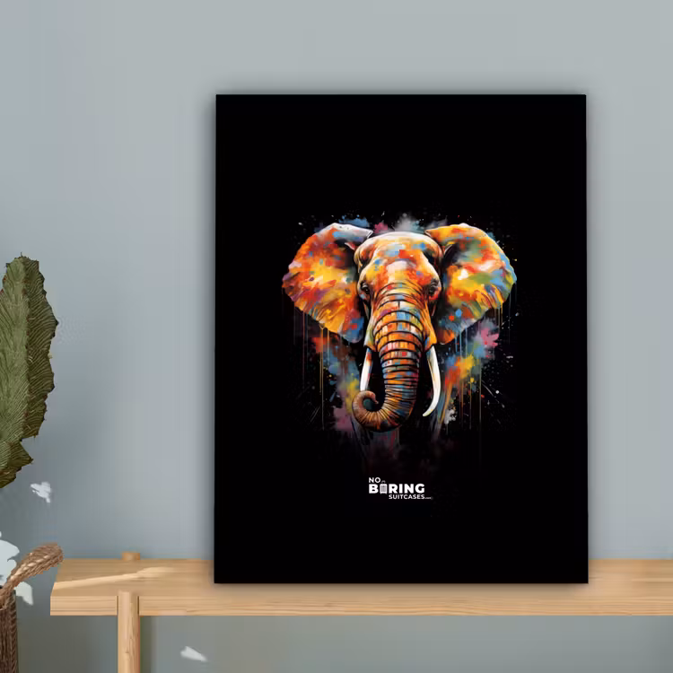 Olifant versierd met kleurrijke spetters canvas 2cm klein -sfeer4