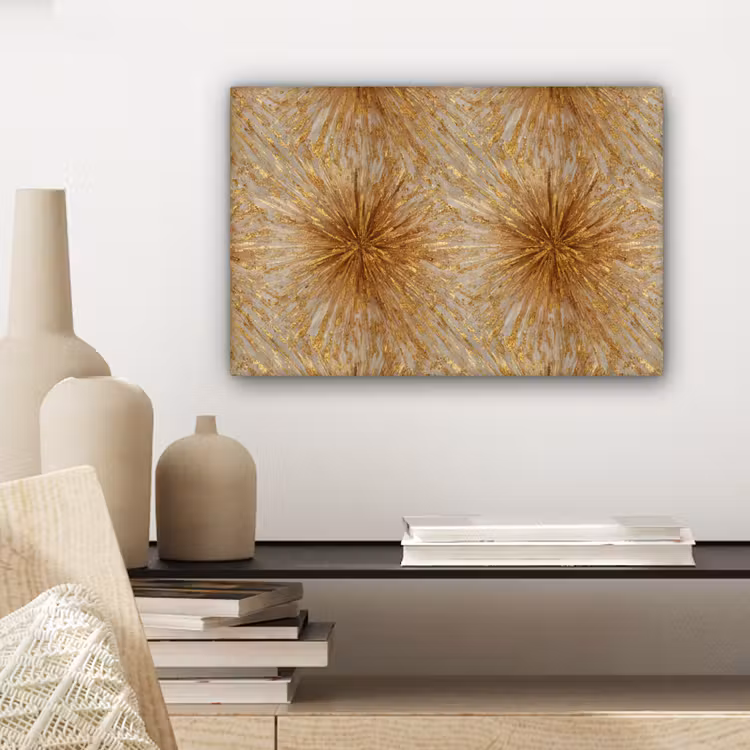 Explosie - Abstract - Goud - Wit canvas 2cm klein 34 -sfeer6
