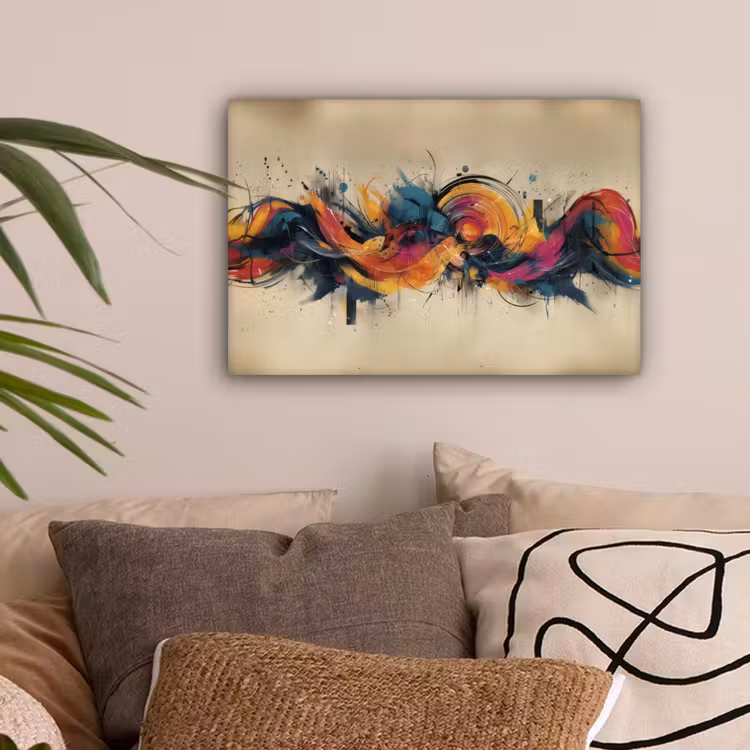Explosie - Kleurrijk - Vormen - Abstract canvas 2cm klein -sfeer1