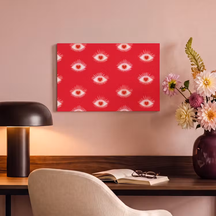 Ogen - Hart - Abstract - Rood - Roze canvas 2cm klein 34 -sfeer4