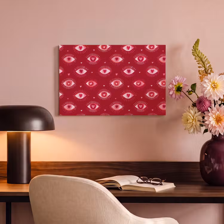 Ogen - Patroon - Roze - Donkerrood canvas 2cm klein 34 -sfeer4