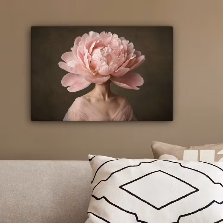 Gezicht - Roos - Roze canvas 2cm klein -sfeer3
