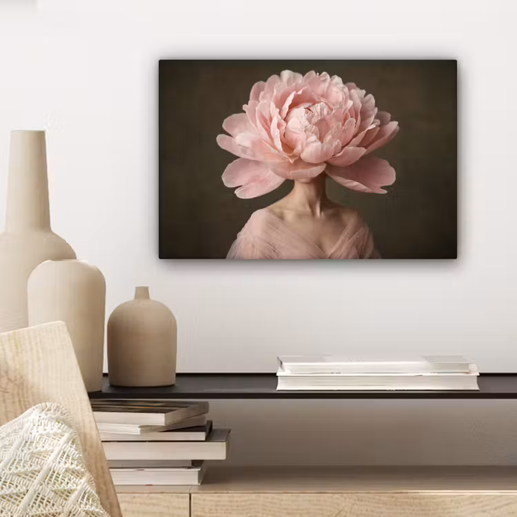 Gezicht - Roos - Roze canvas 2cm klein -sfeer6