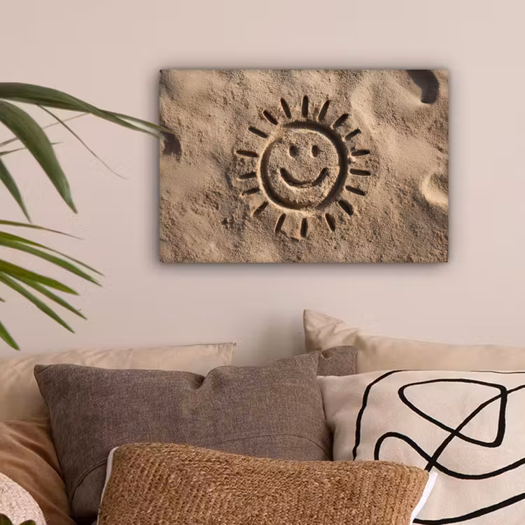 Gezichtje - Zon - Zand - Getekend canvas 2cm klein -sfeer1