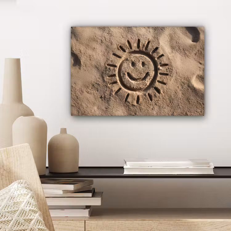 Gezichtje - Zon - Zand - Getekend canvas 2cm klein -sfeer6