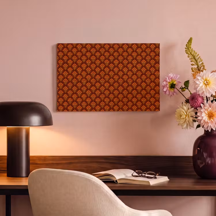Waaiers - Art Deco - Botanisch - Roestbruin - Oranje canvas 2cm klein 34 -sfeer4