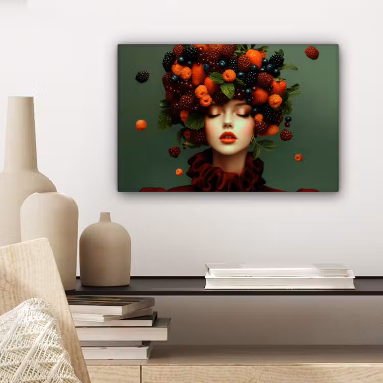 Vrouw - Aardbeien - Frambozen - Bramen - Bessen canvas 2cm klein -sfeer6
