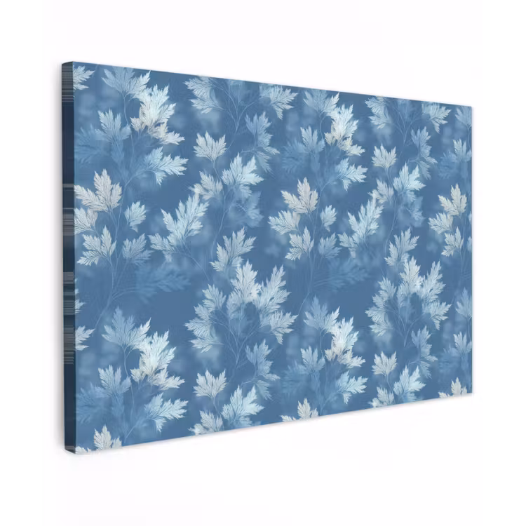 Varen - Botanisch - Patroon - Grijsblauw canvas 2cm klein 34 -z3d