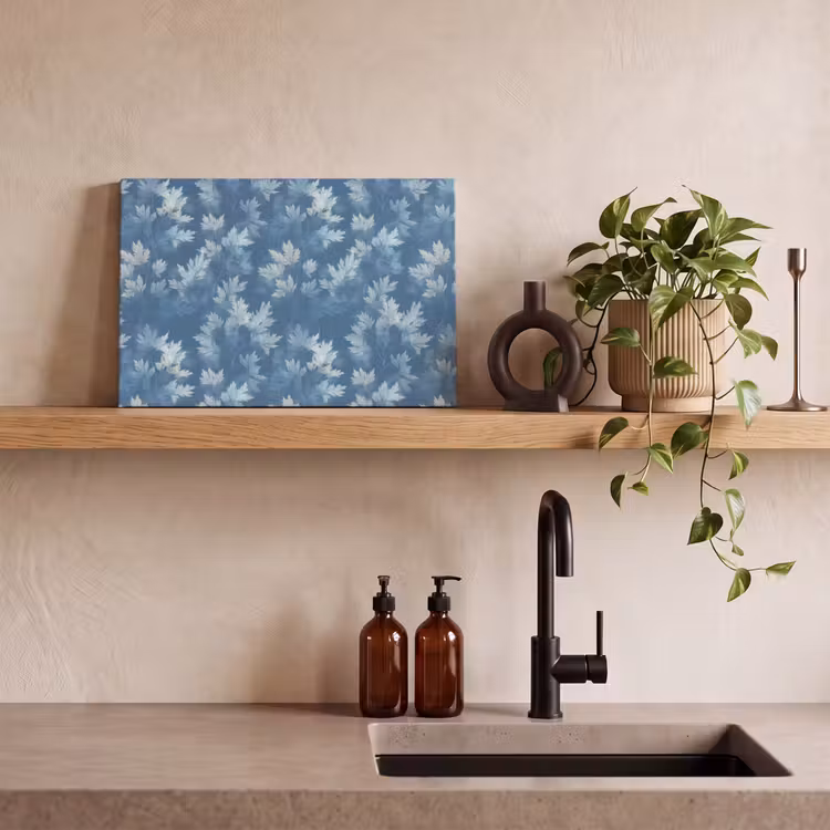 Varen - Botanisch - Patroon - Grijsblauw canvas 2cm klein 34 -sfeer3