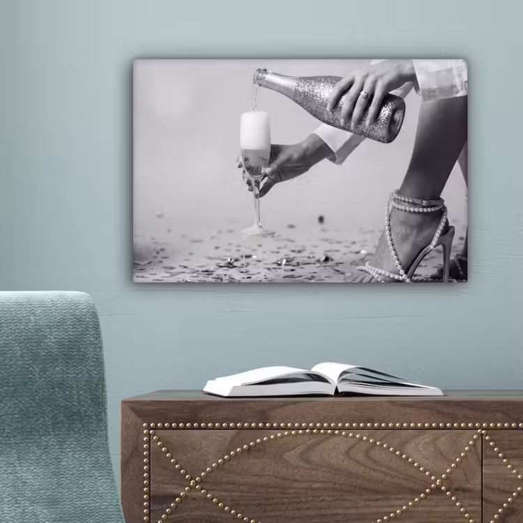 Feestelijk - Champagne - Discobal canvas 2cm klein -sfeer4