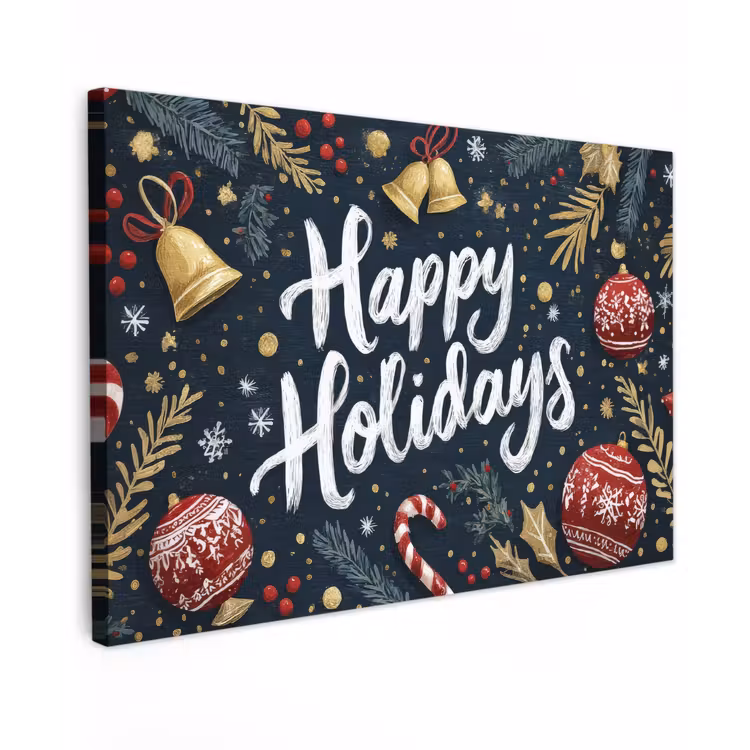 Feestelijk - Kerstgroet - Kleurrijk canvas 2cm klein -z3d