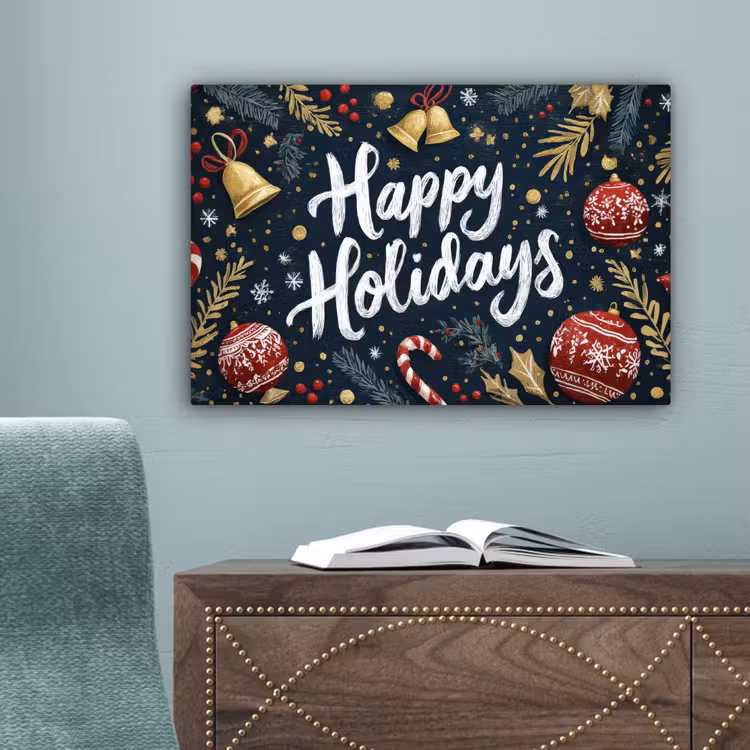 Feestelijk - Kerstgroet - Kleurrijk canvas 2cm klein -sfeer4