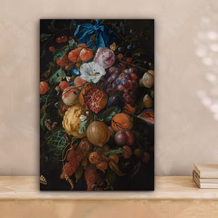 Festoen van vruchten en bloemen - Schilderij van Jan Davidsz. de Heem canvas 2cm klein -sfeer1