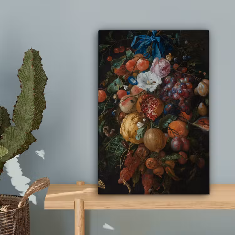 Festoen van vruchten en bloemen - Schilderij van Jan Davidsz. de Heem canvas 2cm klein -sfeer4