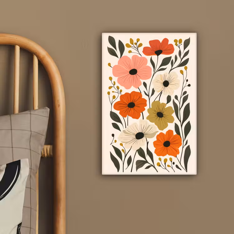 Veldbloemen - Stengels - Blaadjes - Groen canvas 2cm klein -sfeer3