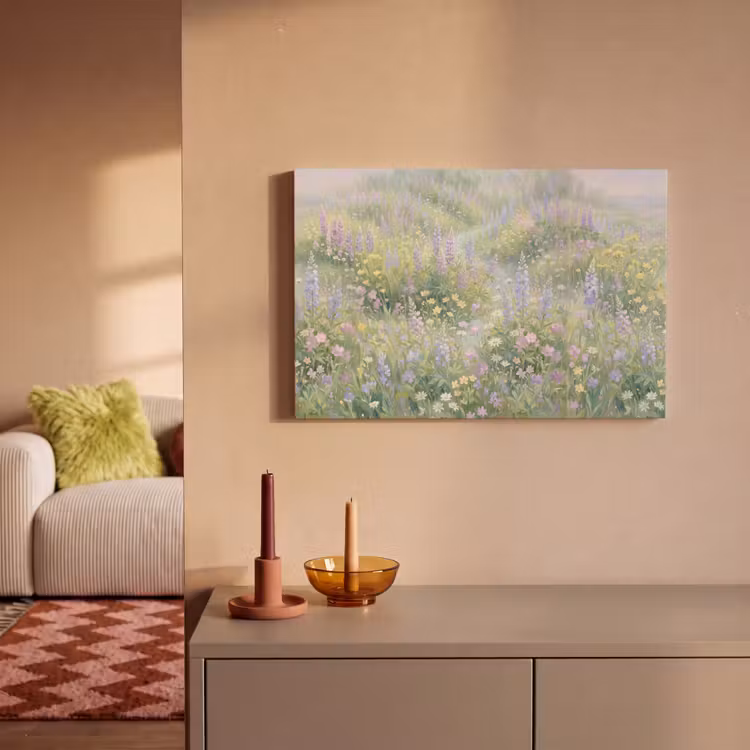 Bloemenveld - Heuvels - Kleurrijk canvas 2cm klein -sfeer1