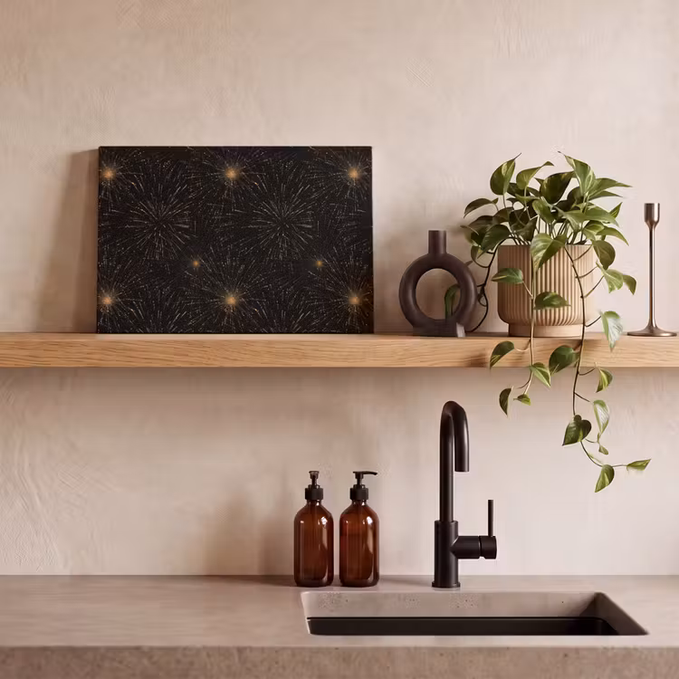 Vuurwerk - Patroon - Feestelijk - Goud - Zwart canvas 2cm klein 34 -sfeer3