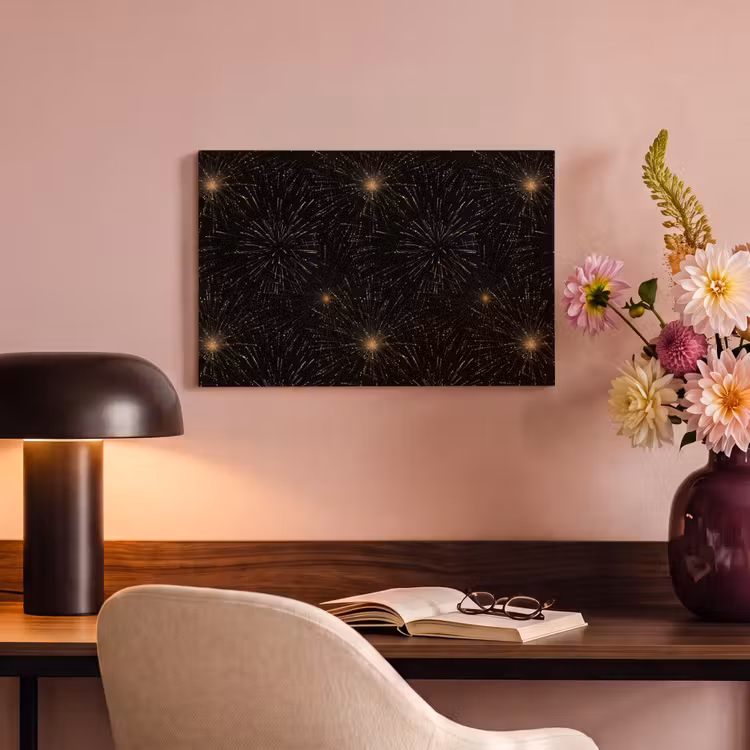 Vuurwerk - Patroon - Feestelijk - Goud - Zwart canvas 2cm klein 34 -sfeer4