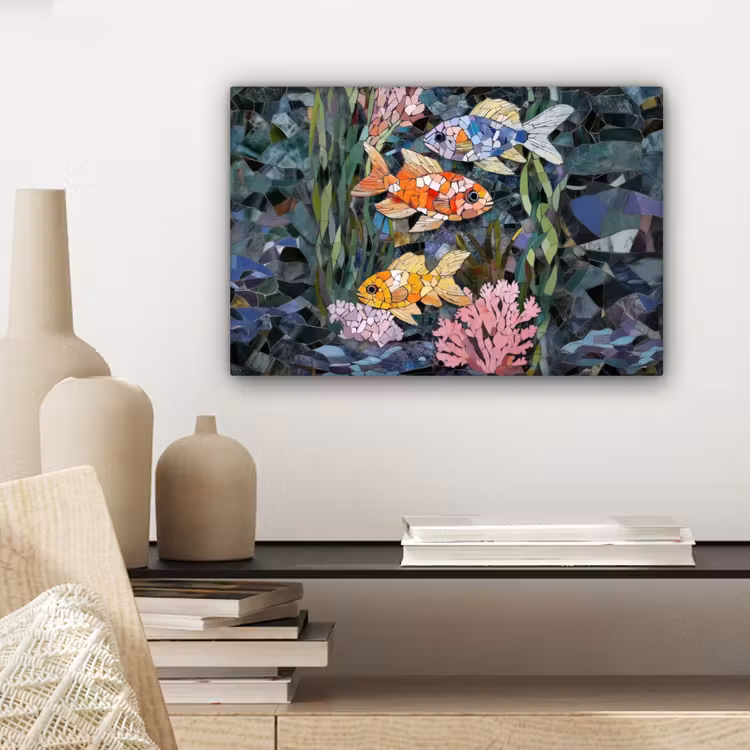 Vissen - Koraal - Zee - Mozaïek canvas 2cm klein -sfeer6