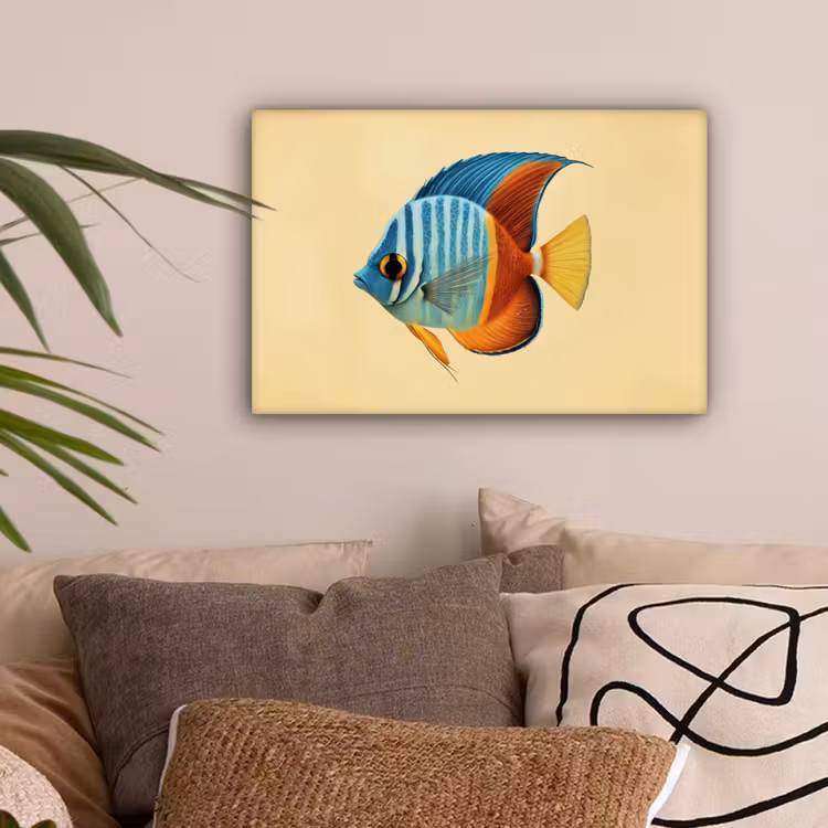 Vis - Vinnen - Blauw - Ogen canvas 2cm klein -sfeer1