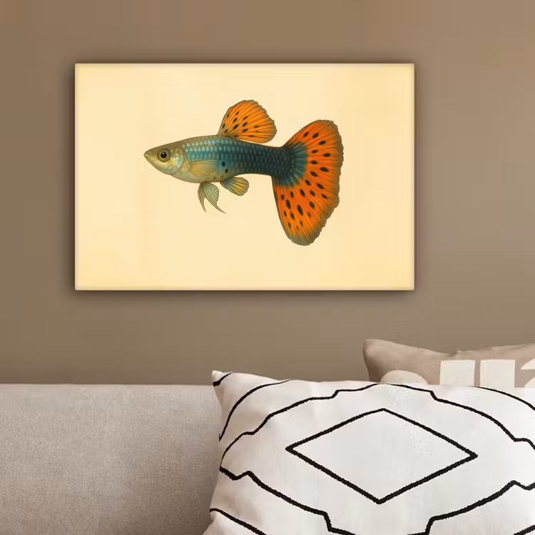 Vis - illustratie - Stippen - Oranje canvas 2cm klein -sfeer3