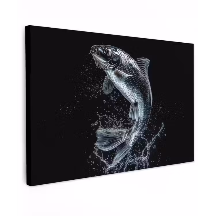 Vis - Koi - Zwart - Water canvas 2cm klein -z3d