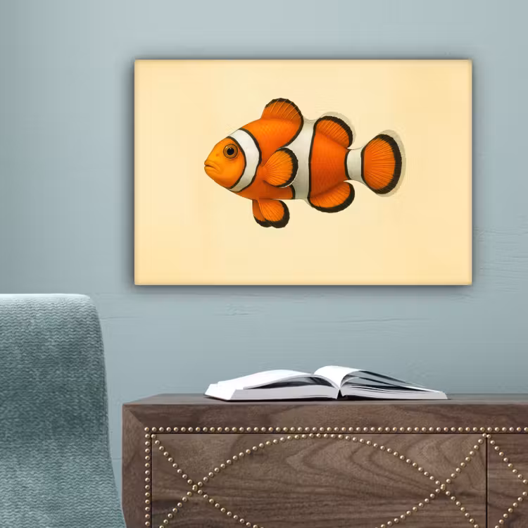 Vis - Oranje - Strepen canvas 2cm klein -sfeer4