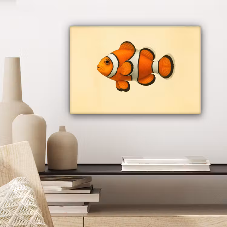 Vis - Oranje - Strepen canvas 2cm klein -sfeer6
