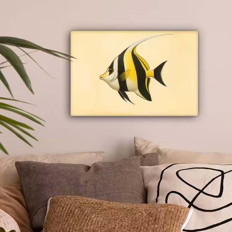 Vis - Sierlijk - Rugvin - Geel canvas 2cm klein -sfeer1