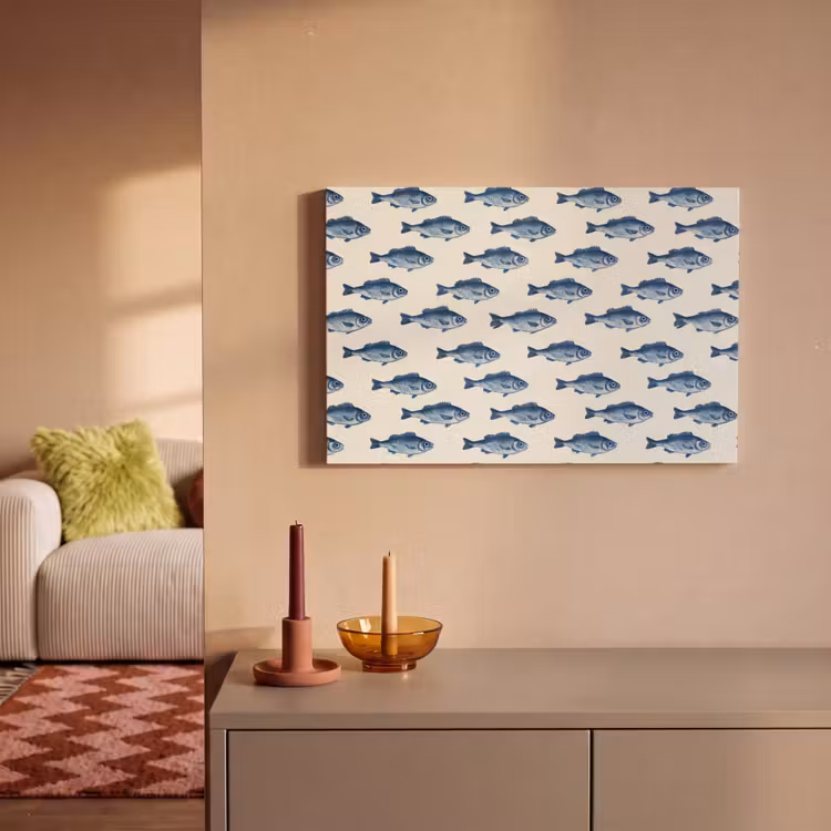 Vis - Patroon - Blauw canvas 2cm klein 34 -sfeer1