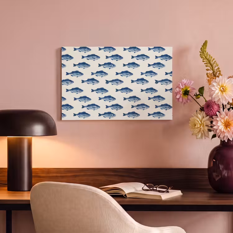 Vis - Patroon - Blauw canvas 2cm klein 34 -sfeer4
