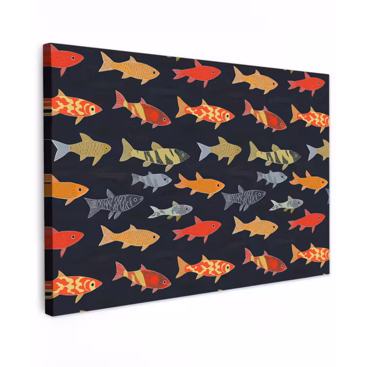 Vissen - Patroon - Kleurrijk canvas 2cm klein 34 -z3d