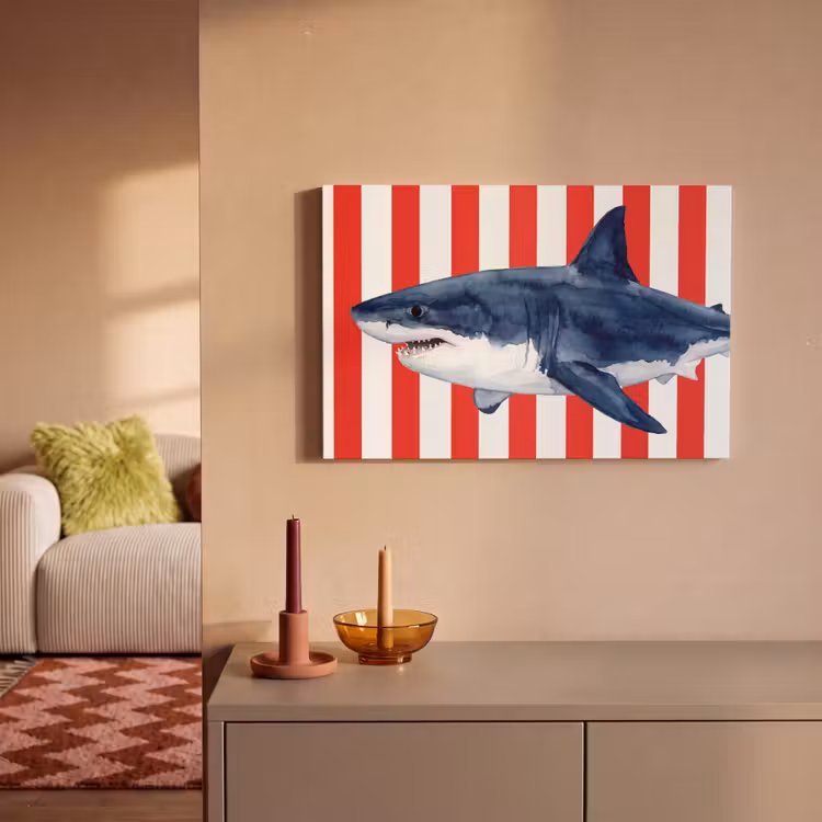 Vis - Haai - Zee - Illustratie - Blauw canvas 2cm klein -sfeer1
