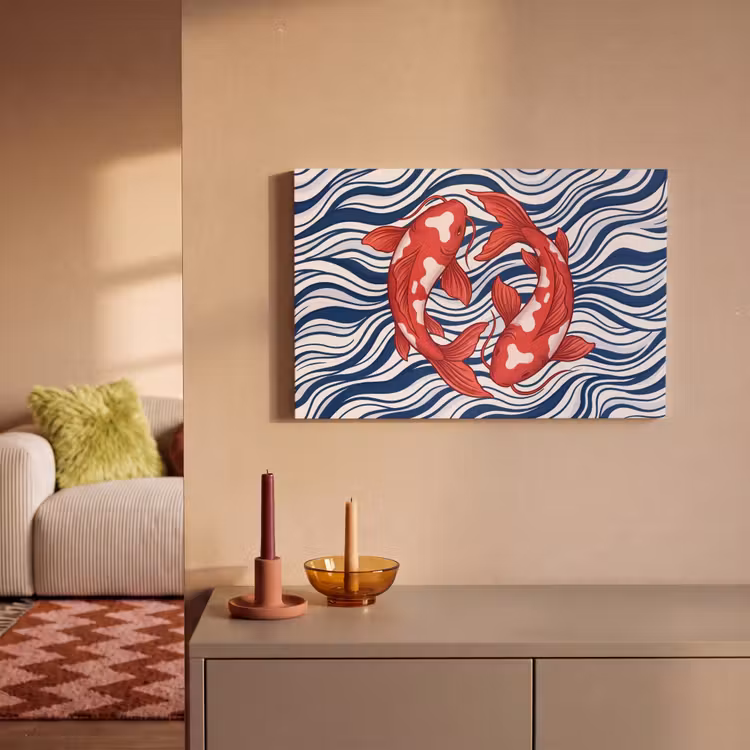 Vis - Water - Natuur - Illustratie - Rood canvas 2cm klein -sfeer1