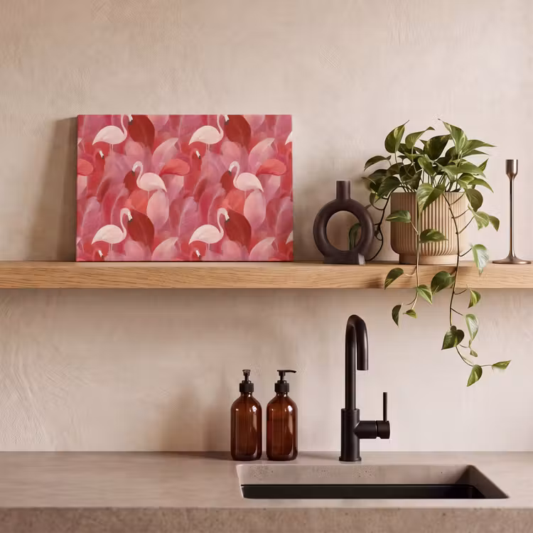 Flamingo - Botanisch - Elegant - Roze - Rood canvas 2cm klein 34 -sfeer3