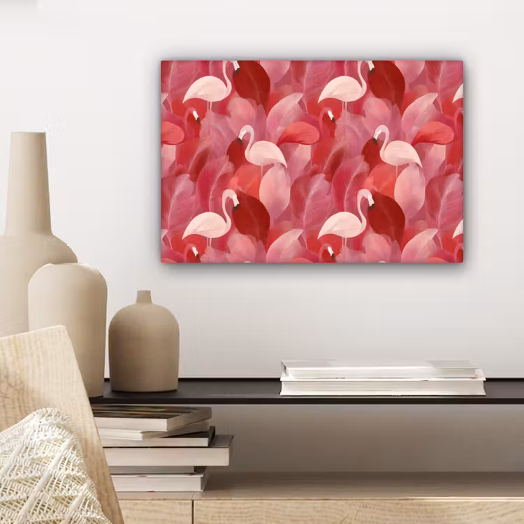 Flamingo - Botanisch - Elegant - Roze - Rood canvas 2cm klein 34 -sfeer6