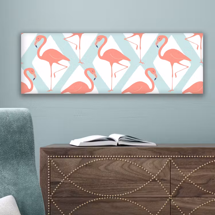 Flamingo - Mintgroen - Ruit canvas 2cm klein 828 -sfeer4