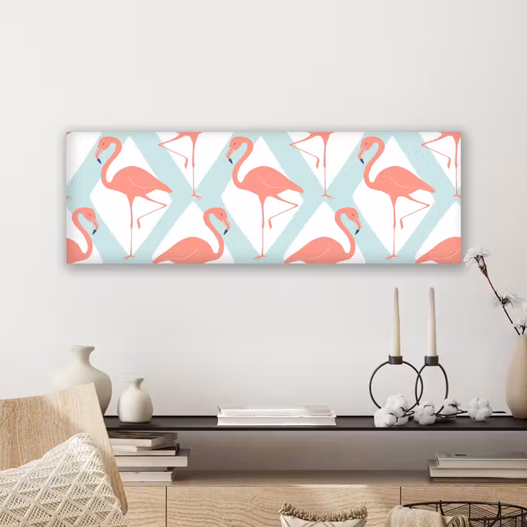 Flamingo - Mintgroen - Ruit canvas 2cm klein 828 -sfeer6
