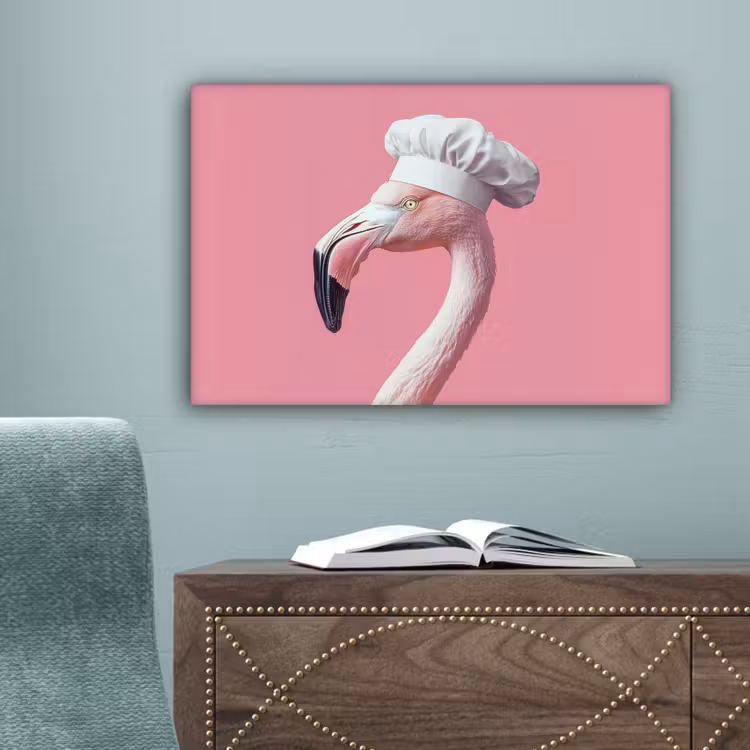 Flamingo - Roze - Koksmuts - Vogel canvas 2cm klein -sfeer4