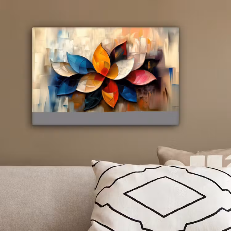 Bloem - Abstract - Kleurrijk - Bladeren canvas 2cm klein -sfeer3